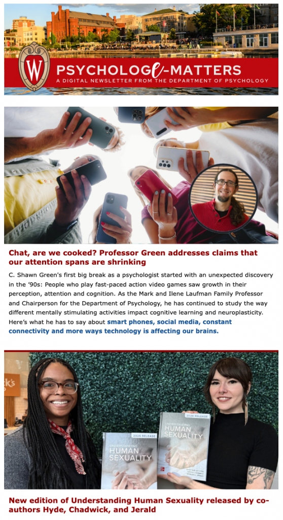 Image of Psychology Enews with photos and headers